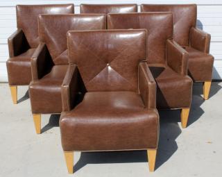 Appraisal: Set of brown leather club chairs Set of brown leather