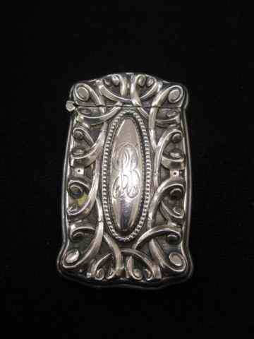 Appraisal: Sterling Silver Match Safe finely engraved deco design '' x