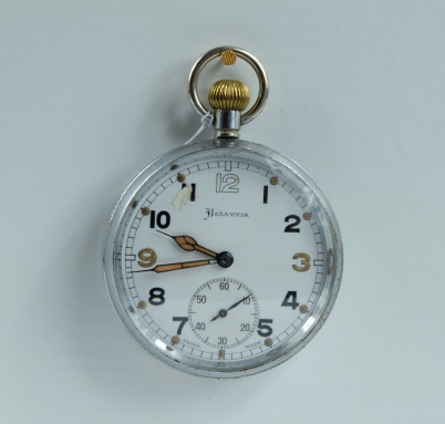 Appraisal: Helvetia Military pocket watch with white dial marked to the