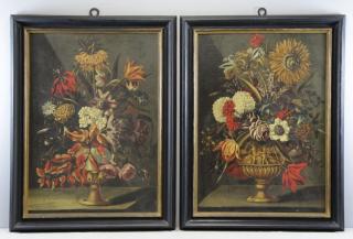 Appraisal: Pair of th C Oil on Canvas Floral Still Lifes