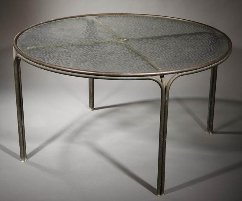 Appraisal: A Walter Lamb tubular copper glass center table A Walter