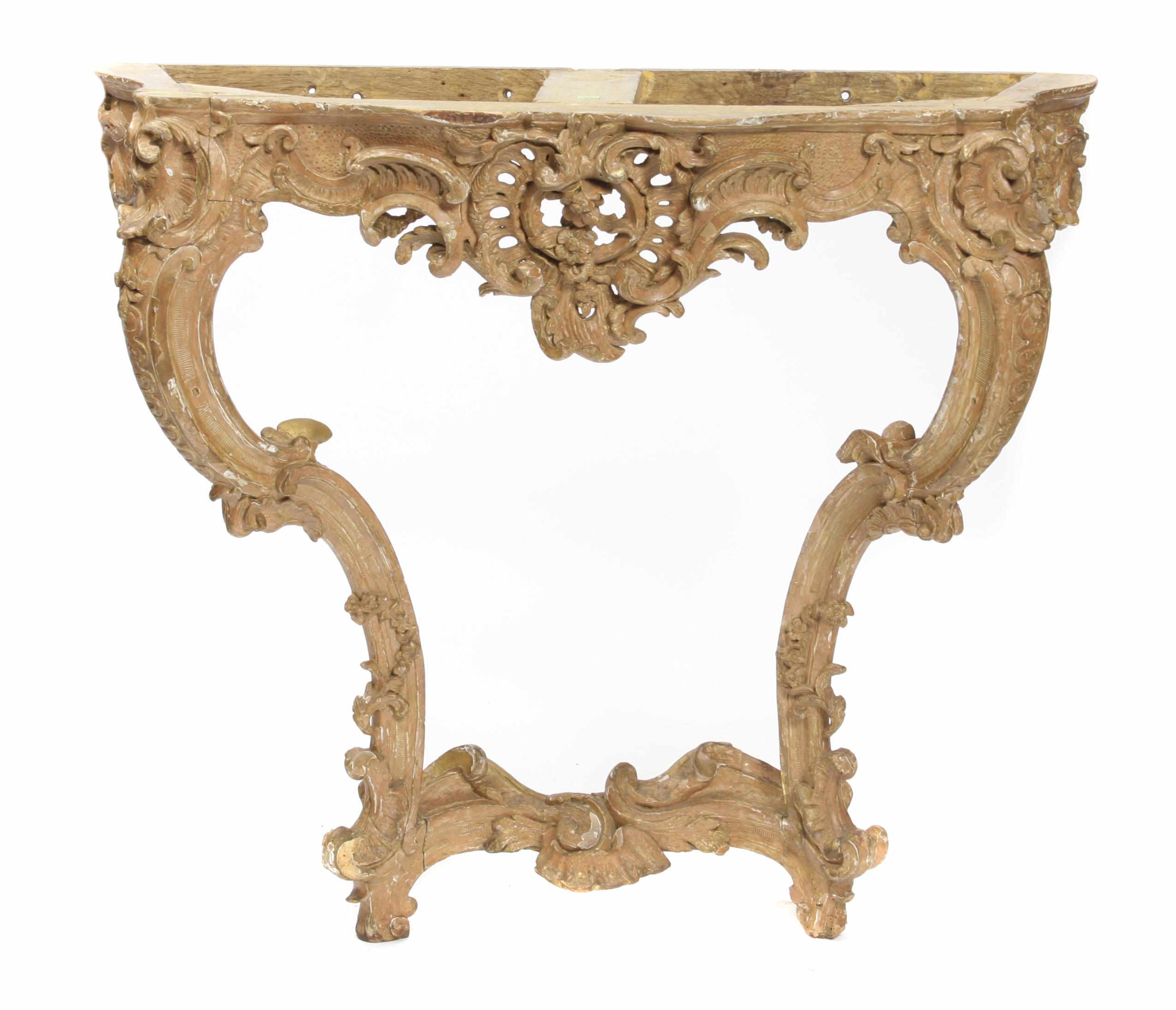 Appraisal: A Louis XV parcel gilt paint decorated console table Lacking