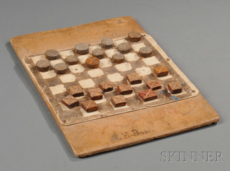 Appraisal: Primitive Wood Game Board America late th early th century