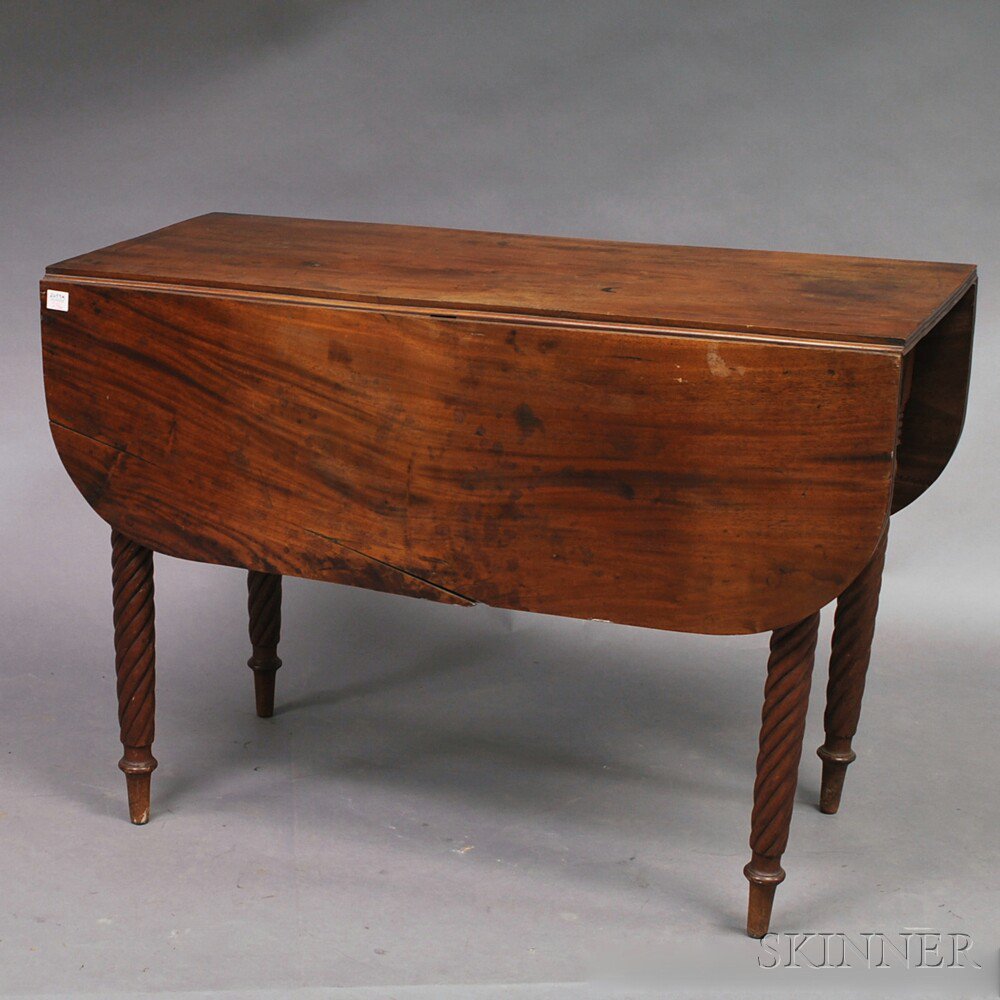 Appraisal: Classical Walnut Drop-leaf Table America early th century the top