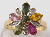 Appraisal: A carat gold multi gem and diamond ring head approx