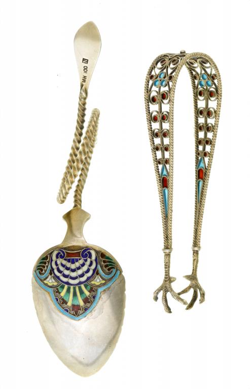 Appraisal: A SCANDINAVIAN SILVER GILT AND CLOISONN ENAMEL SPOON AND A