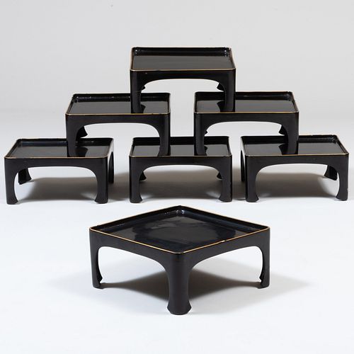 Appraisal: GROUP OF FOUR JAPANESE LACQUER NESTING STANDS x x in