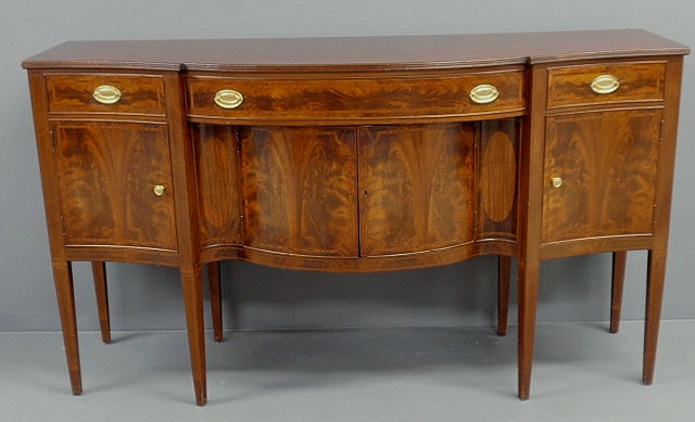 Appraisal: Hepplewhite style inlaid figured mahogany sideboard made by Williams-Kimp Furniture