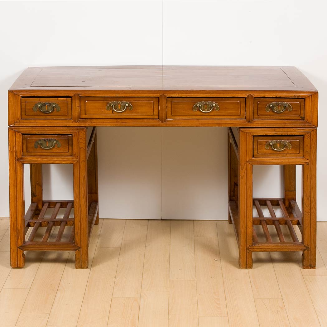 Appraisal: Chinese Southern Elm Desk th Century The rectangular form top