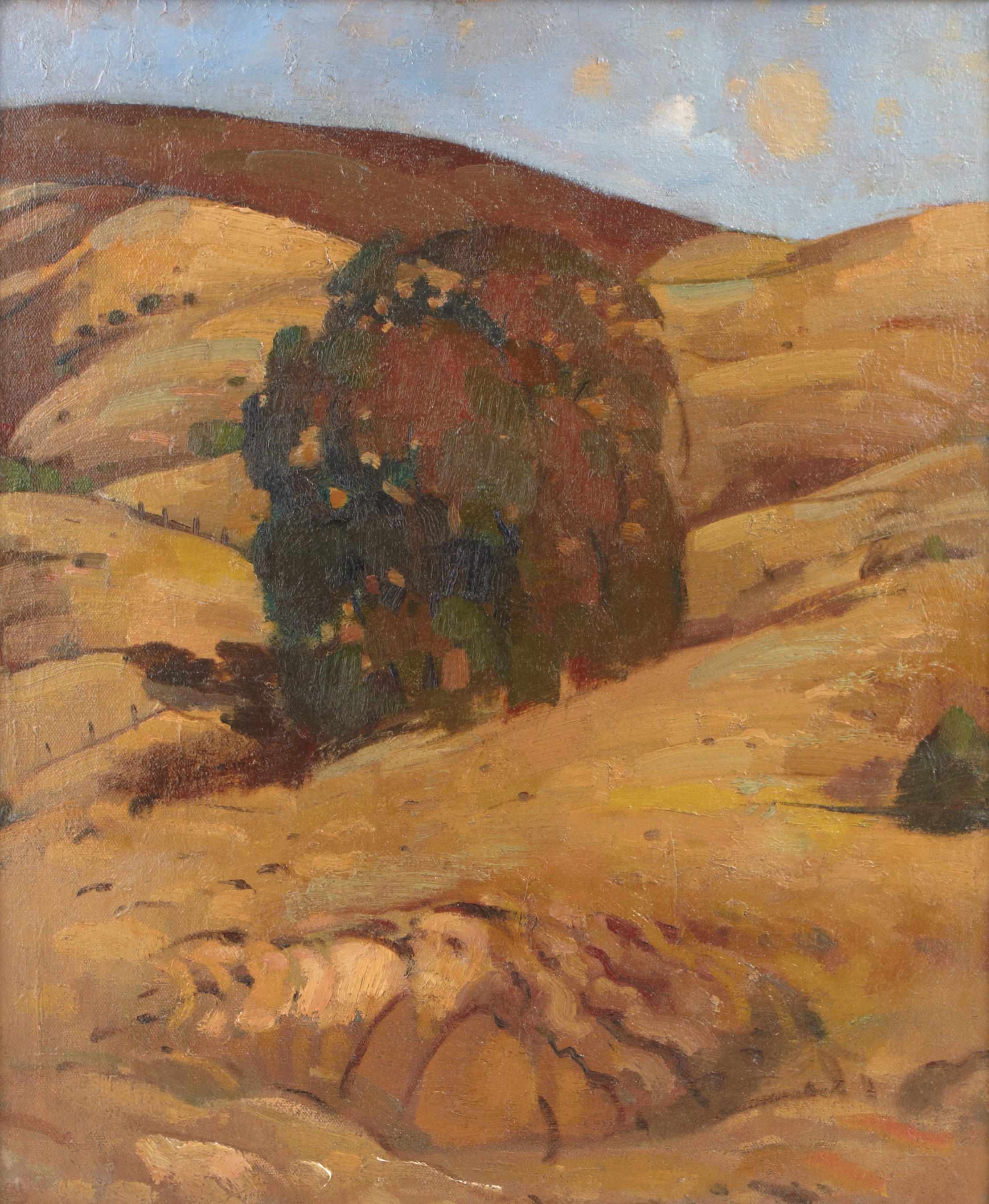 Appraisal: California School Foothills and Trees unsignedoil on canvas affixed to