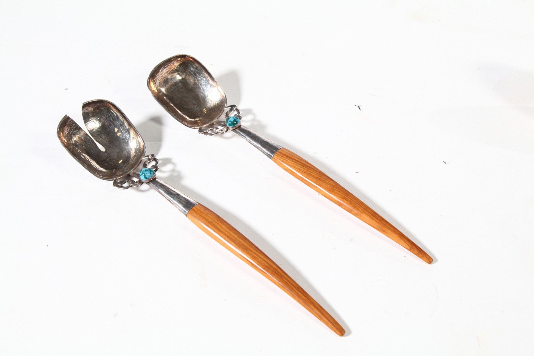 Appraisal: TWO STERLING SALAD SPOONS Peruvian nd half- th century Two