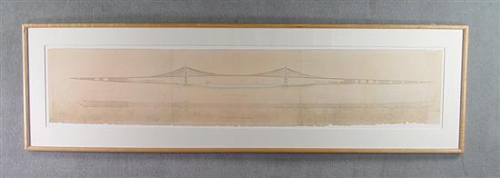 Appraisal: Colored Lithograph of the Brooklyn Bridge Late th Century At