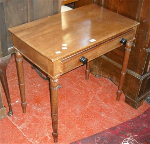 Appraisal: A mahogany side table fitted with single drawer