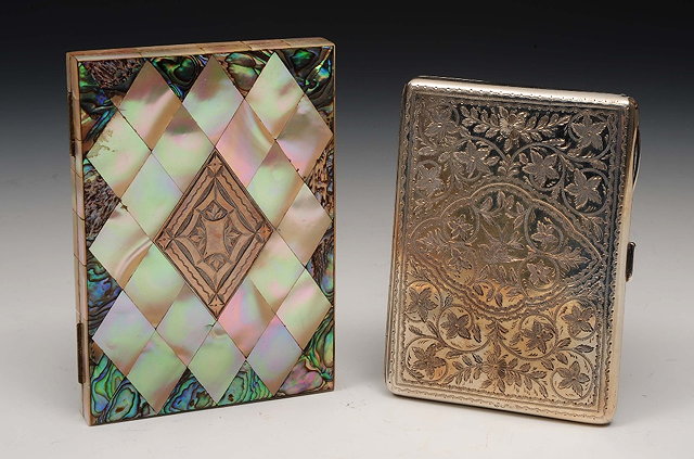 Appraisal: A silver card casewith engraved and chased decoration Birmingham together