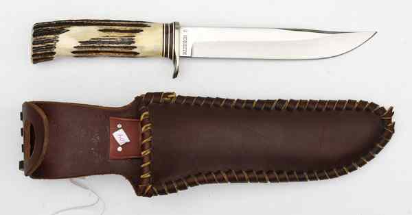 Appraisal: Custom Sheath Knife by S Morseth Stag handle '' modified