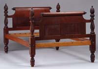 Appraisal: ANTIQUE CARVED SHERATON MAHOGANY BED The identical foot and headboards