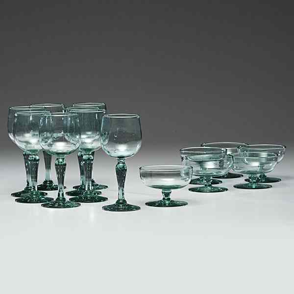 Appraisal: Ohio Glass Goblets and Compotes American Fourteen pieces of blue