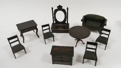 Appraisal: A suite of dolls' house furniture in simulated tortoiseshell with