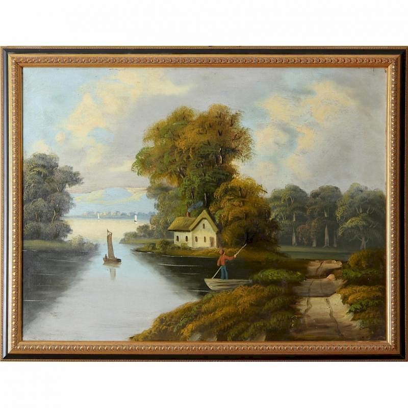 Appraisal: th Century Hudson River School Landscape oil on canvas appears