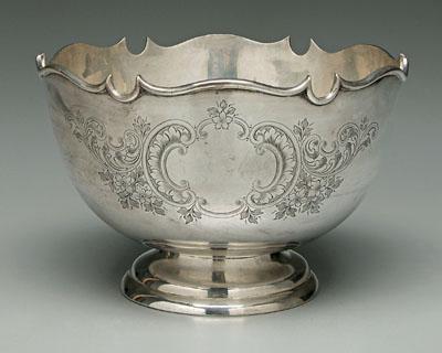 Appraisal: English silver footed bowl round with Montieth style rim engraved