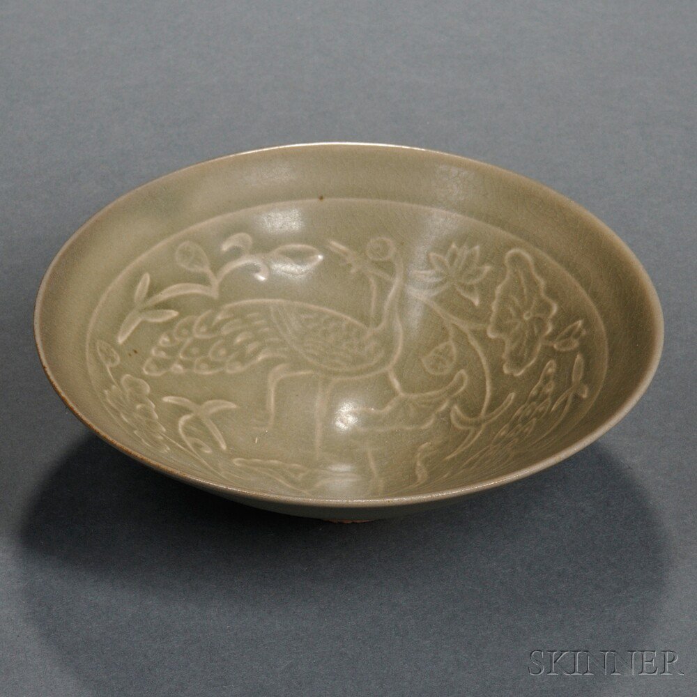 Appraisal: Celadon Bowl China conical with olive-green celadon glaze the interior