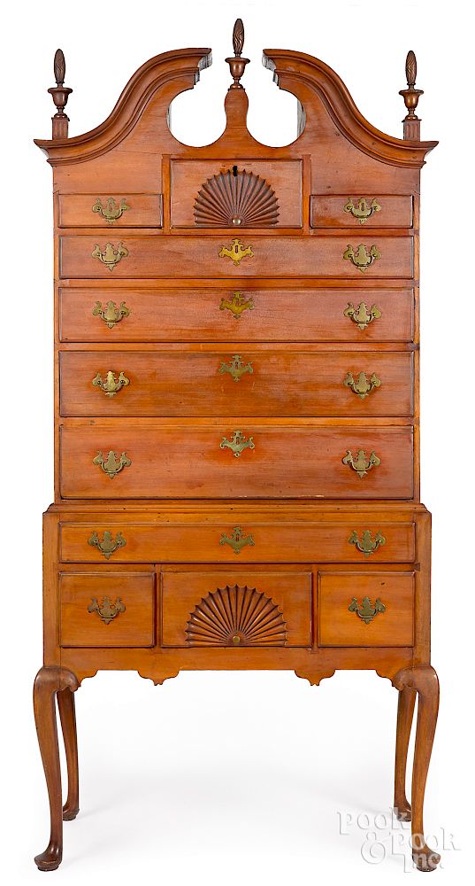 Appraisal: New England Queen Anne cherry high chest Exclusive on Bidsquare