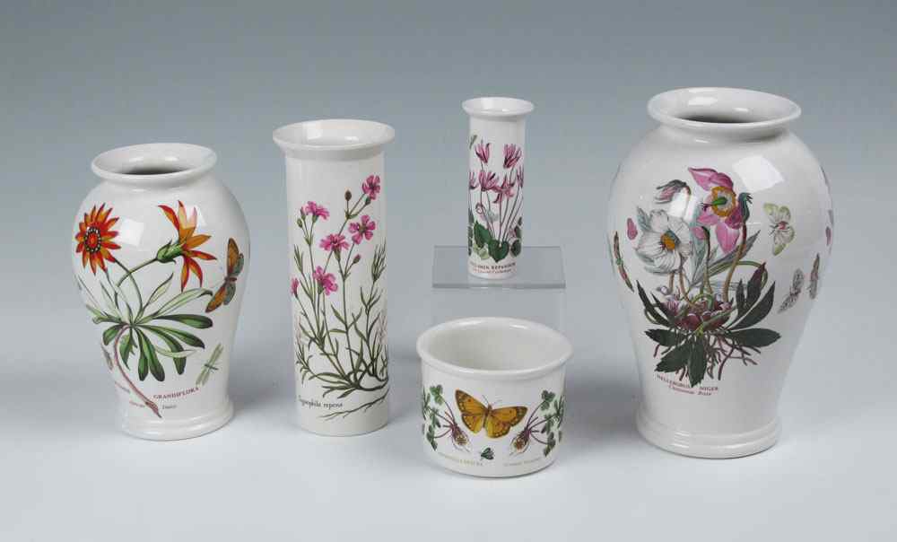 Appraisal: PORTMEIRION BOTANICAL GARDENS PORCELAIN VASES Each with assorted botanical flowers