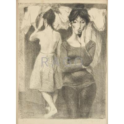 Appraisal: RAPHAEL AND MOSES SOYER American - Two lithographs of women