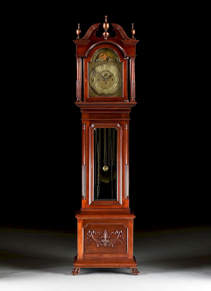 Appraisal: A GEORGE III STYLE MAHOGANY LONG CASE CLOCK EARLY MID