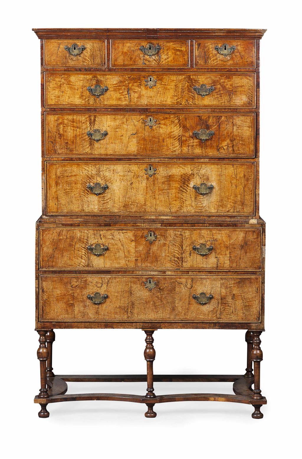 Appraisal: GEORGE I WALNUT CHEST ON STAND EARLY TH CENTURY in