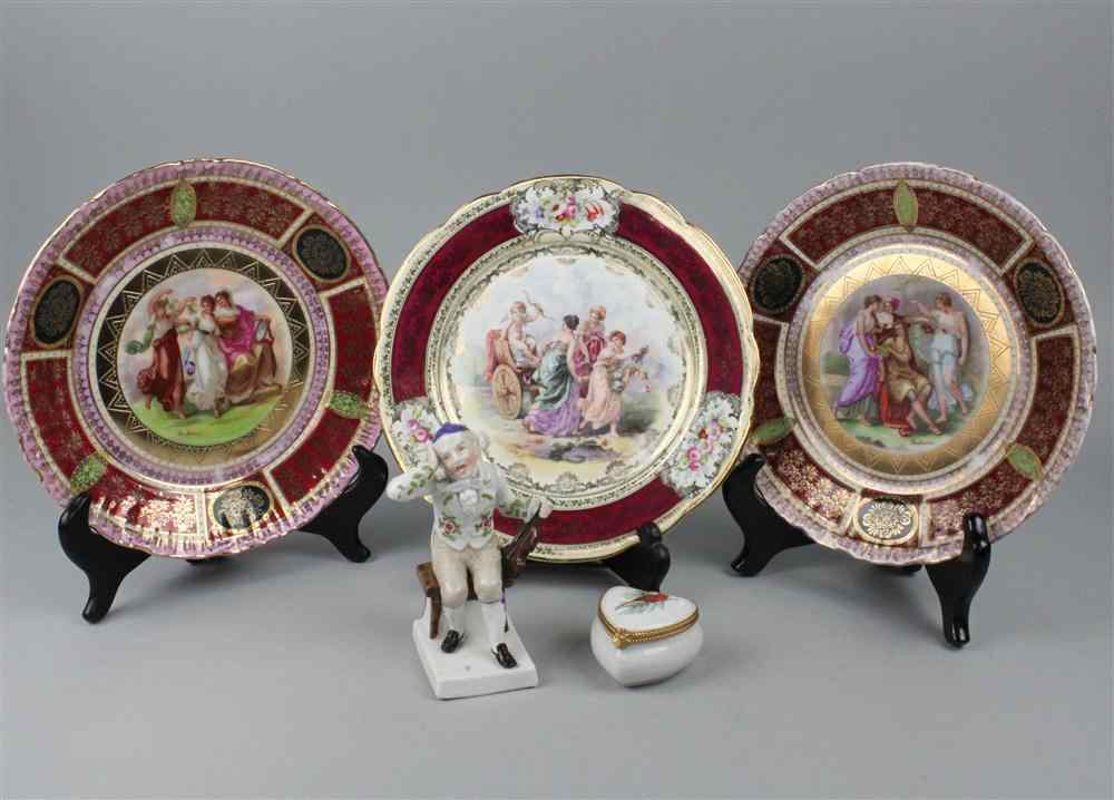 Appraisal: THREE VIENNA STYLE CABINET PLATES with allegorical scenes after Angelica