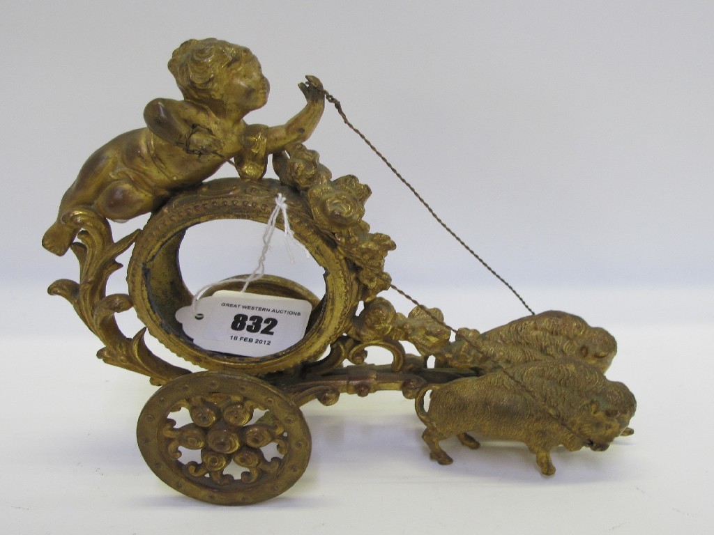 Appraisal: Gilt painted spelter clock mount modelled as a cherub being