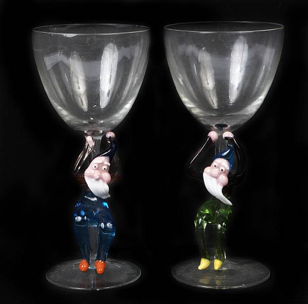 Appraisal: A set of twelve Venetian glass goblets with figural supports