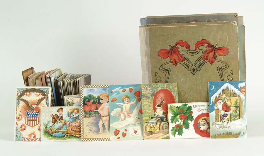 Appraisal: LOT OF UNPICKED POSTCARDS Lot consists of two postcard albums