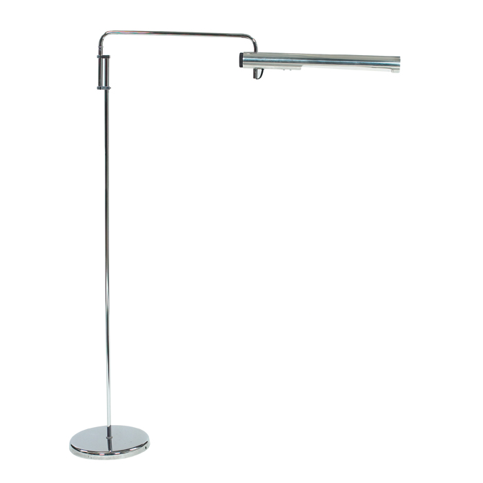 Appraisal: Robert Sonneman floor lamp chromed steel arm swivels aluminum shade