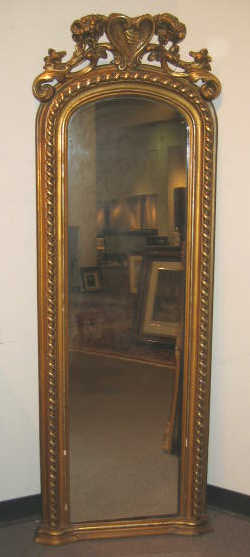 Appraisal: AMERICAN TH CENTURY GILT FRAMED HALL MIRROR With carved scrolling