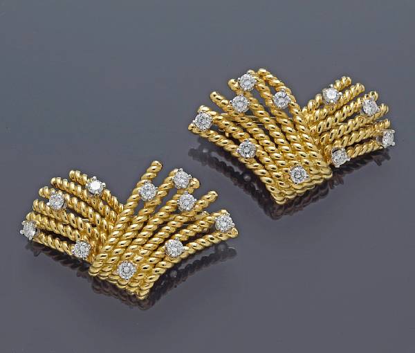 Appraisal: A pair of diamond brooches Schlumberger Tiffany amp Co originally