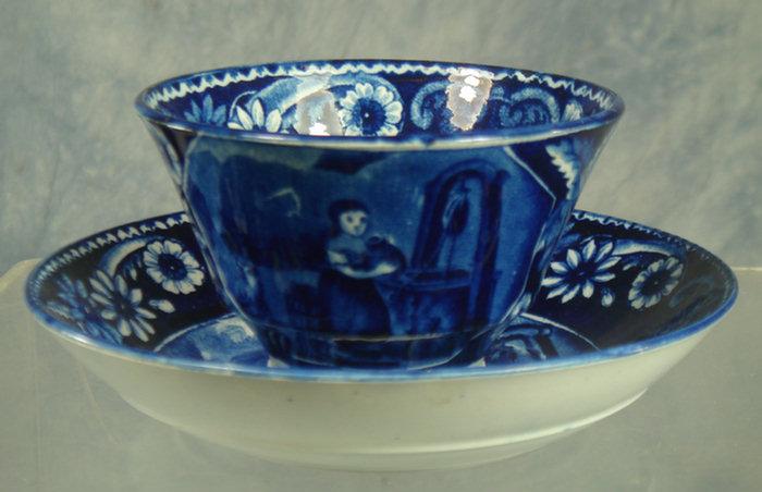 Appraisal: Clews Staffordshire blue transfer handleless cup and saucer young girl