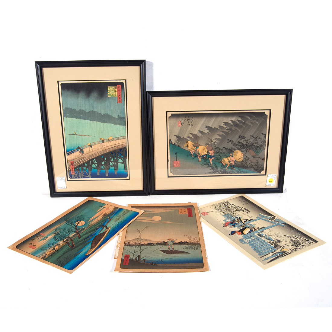 Appraisal: LOT OF HIROSHIGE WOODBLOCK PRINTS lot of Hiroshige woodblock prints