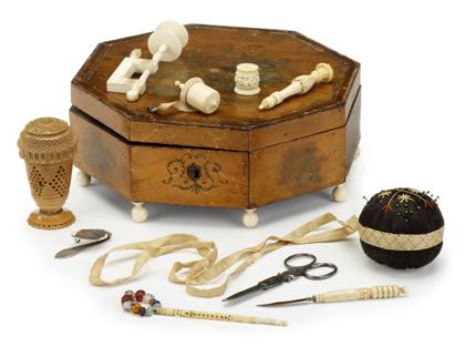 Appraisal: Sewing box and needlework accessories th century