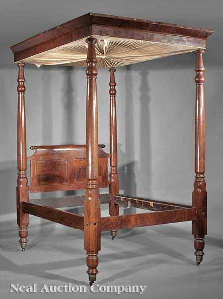 Appraisal: A Southern Walnut Tester Bed c of Classical inspiration flared