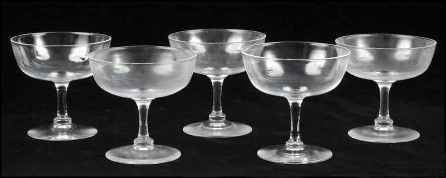 Appraisal: SET OF FIVE STEUBEN CRYSTAL CHAMPAGNE SHERBET GOBLETS Height ''