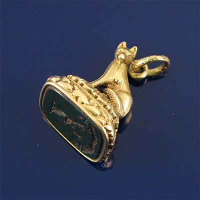 Appraisal: An early nineteenth century gold fob seal the seated fox