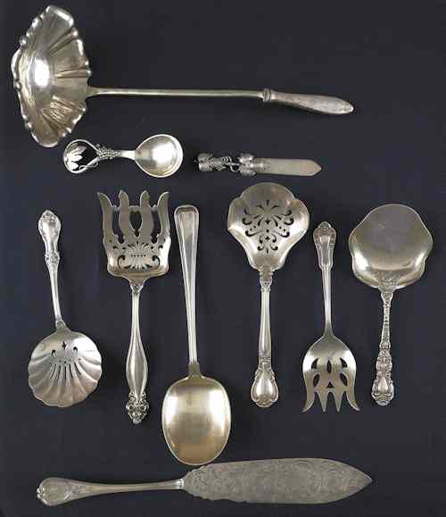 Appraisal: Collection of sterling silver serving utensils ozt