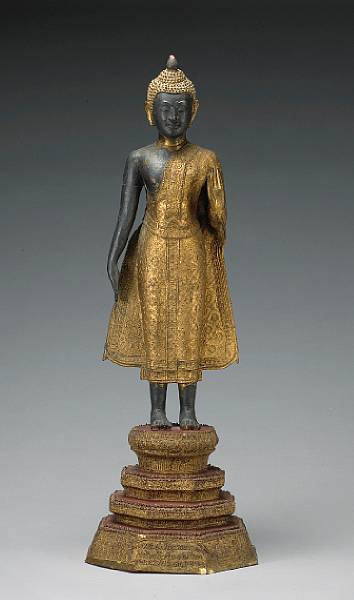 Appraisal: A large Thai gilt bronze figure of the Buddha Bangkok