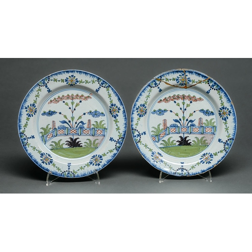 Appraisal: A pair of English Delftware polychrome plates London c -