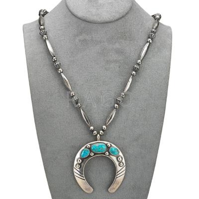 Appraisal: FRANK PATANIA JEWELRY Sterling and turquoise necklace th c Marked