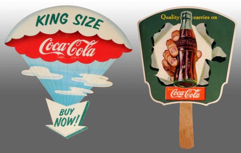 Appraisal: Lot of Cardboard Coca-Cola Hand Fan Sign Description s Minor