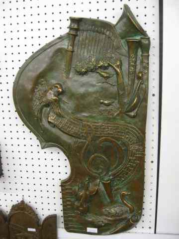 Appraisal: Bronze Plaque ''Birds Musical Notes fromBeethoven's The Swan'' '' x