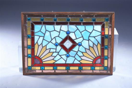 Appraisal: AMERICAN STAINED GLASS WINDOW PANEL early th century The geometric